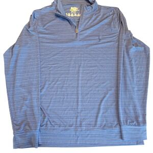 TailorByrd Mens XL Blue Striped QuarterZip Pullover Performance Golf Shirt SPF30